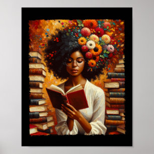 Melanin Queen Afro Vrouwen Opgeleide Leesboek Zwar Poster