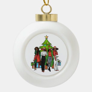Melanin Sistas Kerstboom Vriendsgiving Sista Keramische Bal Ornament