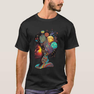 Melanin Space Queen Afrikaanse Empowering Afro vro T-shirt