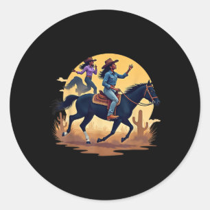 Melanin Zwart Vrouwen Western Rodeo Black Cowgirls Ronde Sticker
