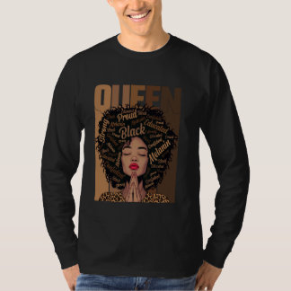 Melanine Afro Vrouw Bidden Zwarte Koningin Zwarte  T-shirt