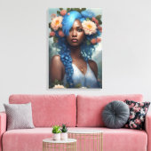 Melanine Blauwe Bloemgodin Canvas Afdruk (Insitu (Woonkamer))