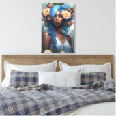 Melanine Blauwe Bloemgodin Canvas Afdruk (Insitu (Slaapkamer))