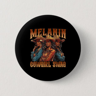 Melanine Cowgirls Swag Zwarte Geschiedenis Afrikaa Ronde Button 5,7 Cm