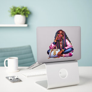 Melanine hustler Afro-Amerikaanse hiphopvrouw Sticker