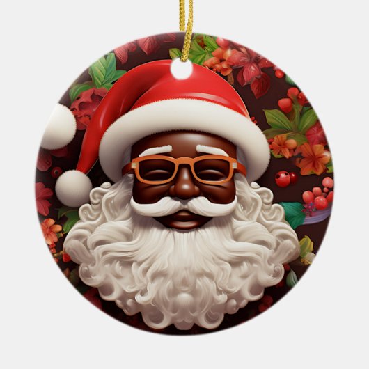 Melanine Kerstmis Chocolade Zwart Kerstman Keramisch Ornament (Voorkant)
