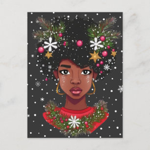 Melanine Kerstmis Magic Zwart Meisje Vrouw Sista Briefkaart