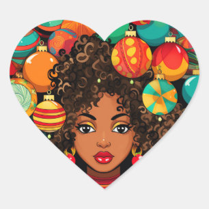 Melanine Kerstmis Zwart Koningin Melanine Vrouw Ke Hart Sticker