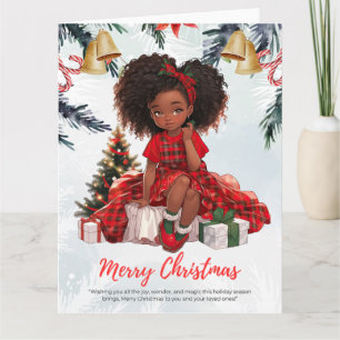 Melanine Kerstmis Zwart Meisje Magic Xmas Magic Fu Kaart