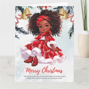 Melanine Kerstmis Zwart Meisje Magic Xmas Magic Fu Kaart