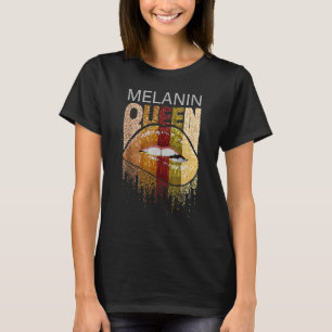 Melanine Koningin Trots Afro Bruine Lip Zwarte Ges T-shirt