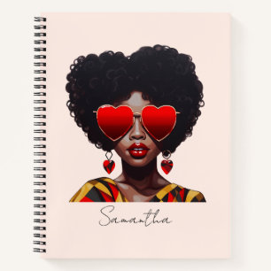 Melanine Magic: Zwarte Koningin Rocking Heart Shad Notitieboek