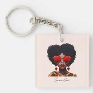 Melanine Magic: Zwarte Koningin Rocking Heart Shad Sleutelhanger