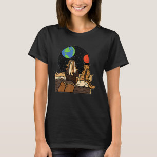 Melanine Meisje Ruimte Kat Liefhebber Zwarte Gesch T-shirt
