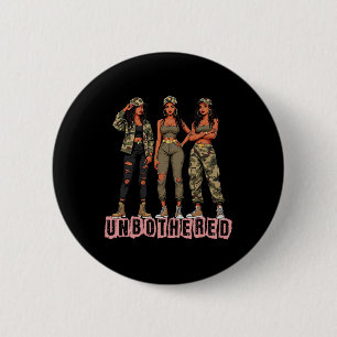 Melanine Ongestoorde Zwarte Vrouw Locs Camo Zwart Ronde Button 5,7 Cm