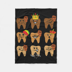 Melanine Tand Juneteenth Tandarts mondhygiënist Fleece Deken