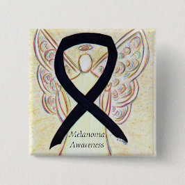 Melanoma Awareness Ribbon Angel Custom Pin Vierkante Button 5,1 Cm