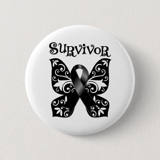 Melanoma Butterfly Survivor Ronde Button 5,7 Cm (Voorkant)