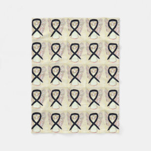 Melanoma Cancer Awareness Ribbon Fleece Blankets Deken