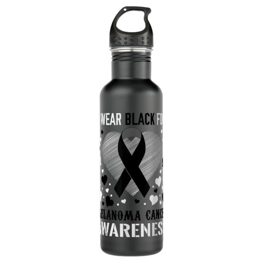 Melanoma Cancer Awareness Support Ribbon  Waterfles (Voorkant)