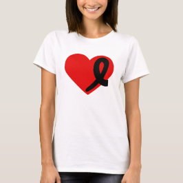 Melanoma Cancer t-shirt Heart en Black Ribbon