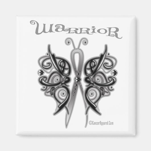 Melanoma Cancer Warrior Celtic Butterfly Magneet (Voorkant)