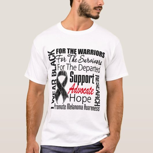 Melanoma I Draag Black Ribbon TRIBUTE T-shirt (Voorkant)