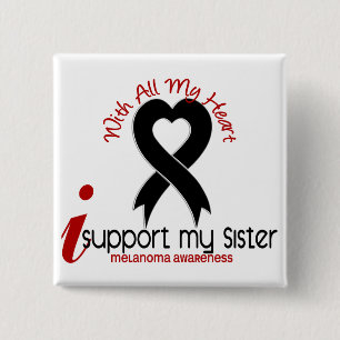 Melanoma ik steun mijn zus vierkante button 5,1 cm