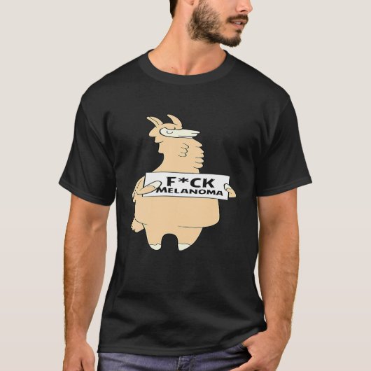 Melanoom Bewustzijn Ontwerp Lama FCK Teken T-shirt (Voorkant)