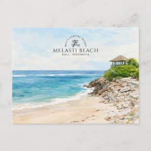 Melasti-strand Bali, Indonesië, Aquarel Souvenir Briefkaart
