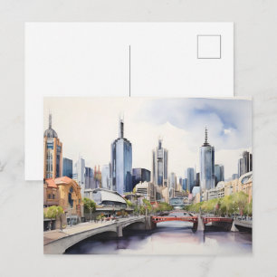 Melbourne aquarel kunst briefkaart