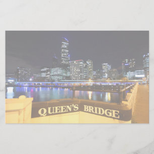 Melbourne Australia CBD Lights over Queen's Bridge Briefpapier