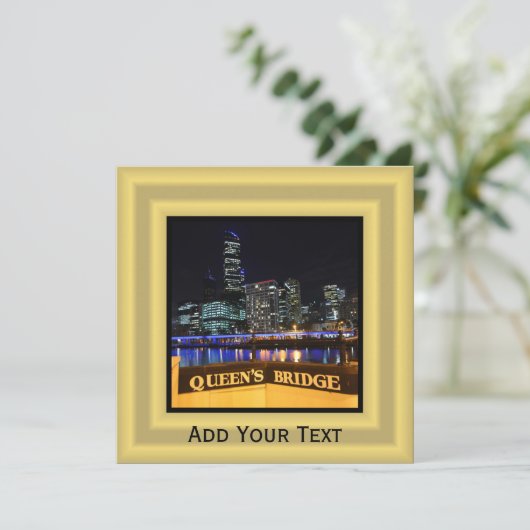 Melbourne Australia CBD Lights over Queen's Bridge Kaart (Staand voorkant)