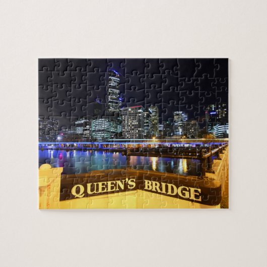 Melbourne Australia CBD Lights over Queen's Bridge Legpuzzel (Horizontaal)
