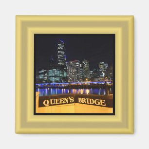 Melbourne Australia CBD Lights over Queen's Bridge Magneet