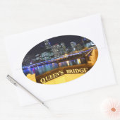 Melbourne Australia CBD Lights over Queen's Bridge Ovale Sticker (Envelop)