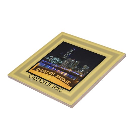 Melbourne Australia CBD Lights over Queen's Bridge Tegeltje (Zijkant)