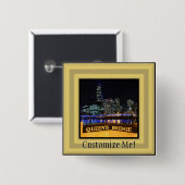 Melbourne Australia CBD Lights over Queen's Bridge Vierkante Button 5,1 Cm (Voorkant /achterkant)