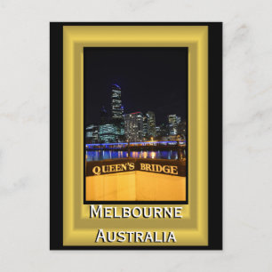 Melbourne Australia CBD Night Lights Briefkaart