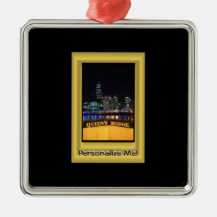 Melbourne Australia CBD Night Lights Metalen Ornament