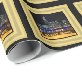 Melbourne Australia City Lightover Queens Bridge Cadeaupapier (Rol Hoek)
