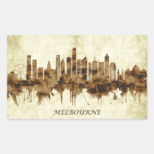 Melbourne Australia Cityscape Rechthoekige Sticker (Voorkant)