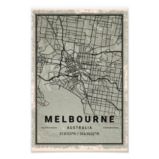 Melbourne australia map print poster canvas
