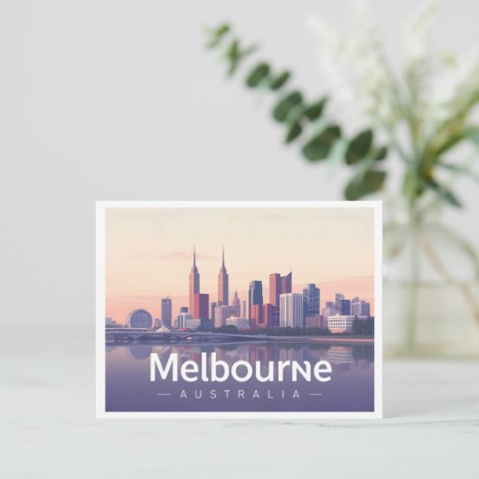 Melbourne Australia Pastel Travel Design Briefkaart (Staand voorkant)