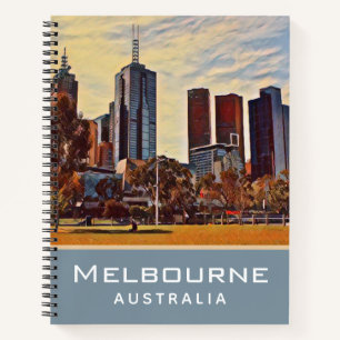 Melbourne Australia Skyline Waterverf Art Notitieboek