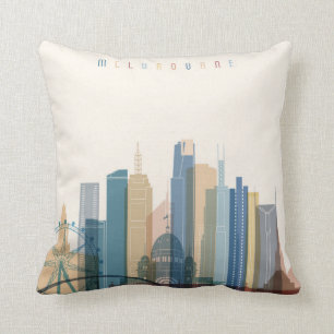 Melbourne, Australië   City Skyline Kussen