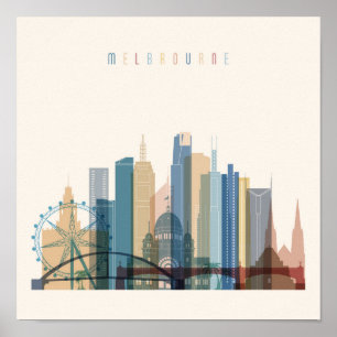 Melbourne, Australië City Skyline Poster