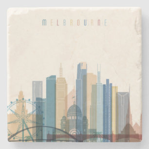 Melbourne, Australië City Skyline Stenen Onderzetter