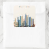 Melbourne, Australië | City Skyline Vierkante Sticker (Tas)