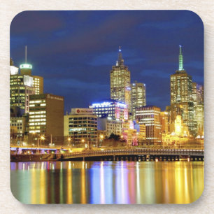Melbourne, Australië. Een nachtelijk uitzicht van Drankjes Onderzetter